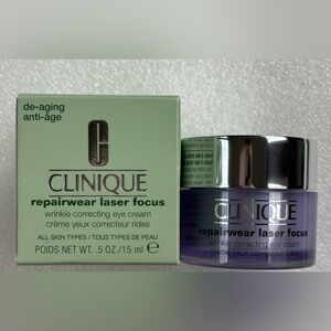 NEW Clinique REPAIRWEAR Laser Focus EYE Cream Wrinkle Correcting NIB .5 oz Size